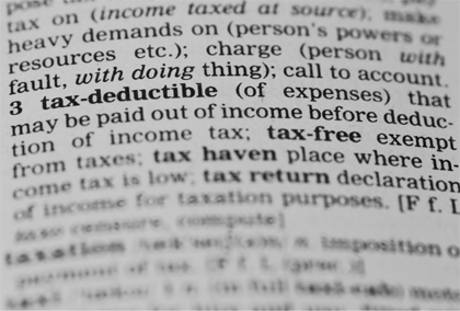 Dictionary definition of tax deductible - for life insurance premiums information